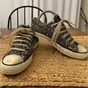 Converse Knit Twill Low Top Lace Up Gray Sneakers Mens 7 Womens 9